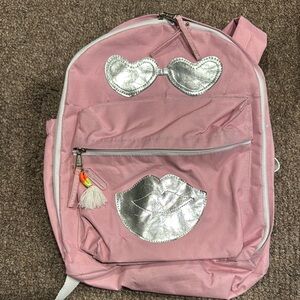 Pink Kids Backpack with Silver Accents